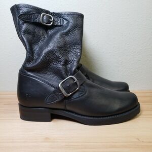 Frye Women's 8.5 Double Buckle Leather Boots Black Moto Biker Punk Avant Garde